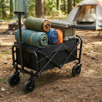 Chariot camping pliable 50 L – roues 5 pouces - Noir / France - chariot camping pliable 50 litres