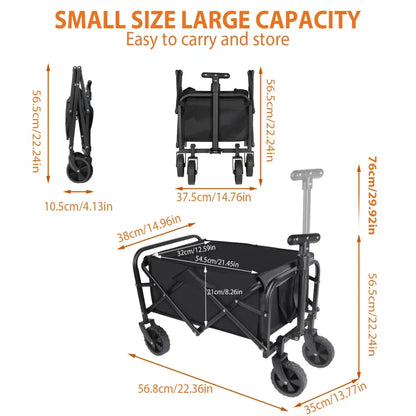 Chariot camping pliable 50 L – roues 5 pouces - Noir / France - chariot camping pliable 50 litres