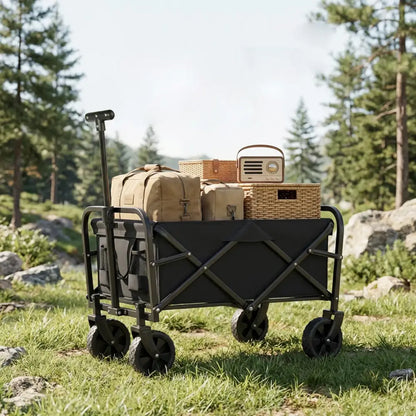 Chariot camping pliable 50 L – roues 5 pouces - Noir / France - chariot camping pliable 50 litres