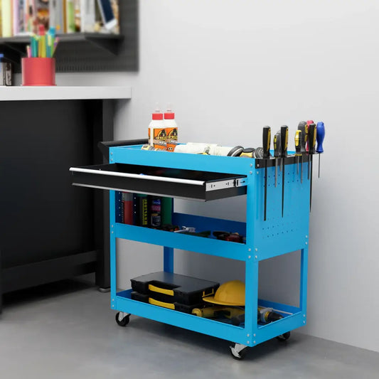Chariot d'atelier DURHAND 3 Niveaux Avec Tiroir PorteOutils Latéral