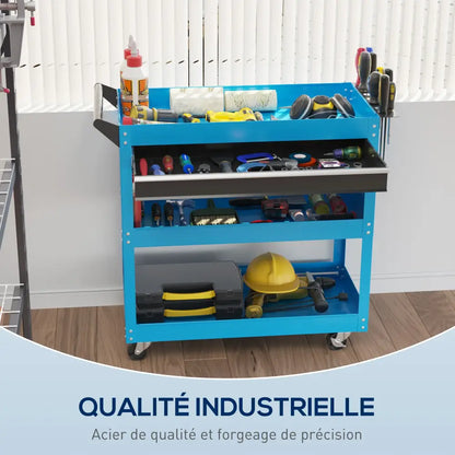 Chariot d'atelier DURHAND 3 Niveaux Avec Tiroir PorteOutils Latéral