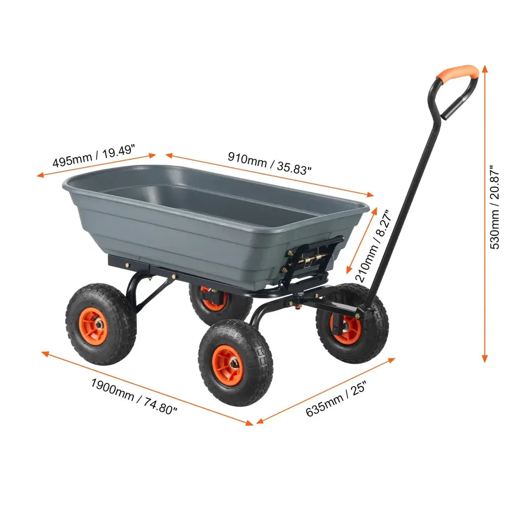 Chariot de jardin basculant 272 à 680 kg – poignée 2-en-1 - 272 kg (600 lb) / France - Chariot de jardin basculant