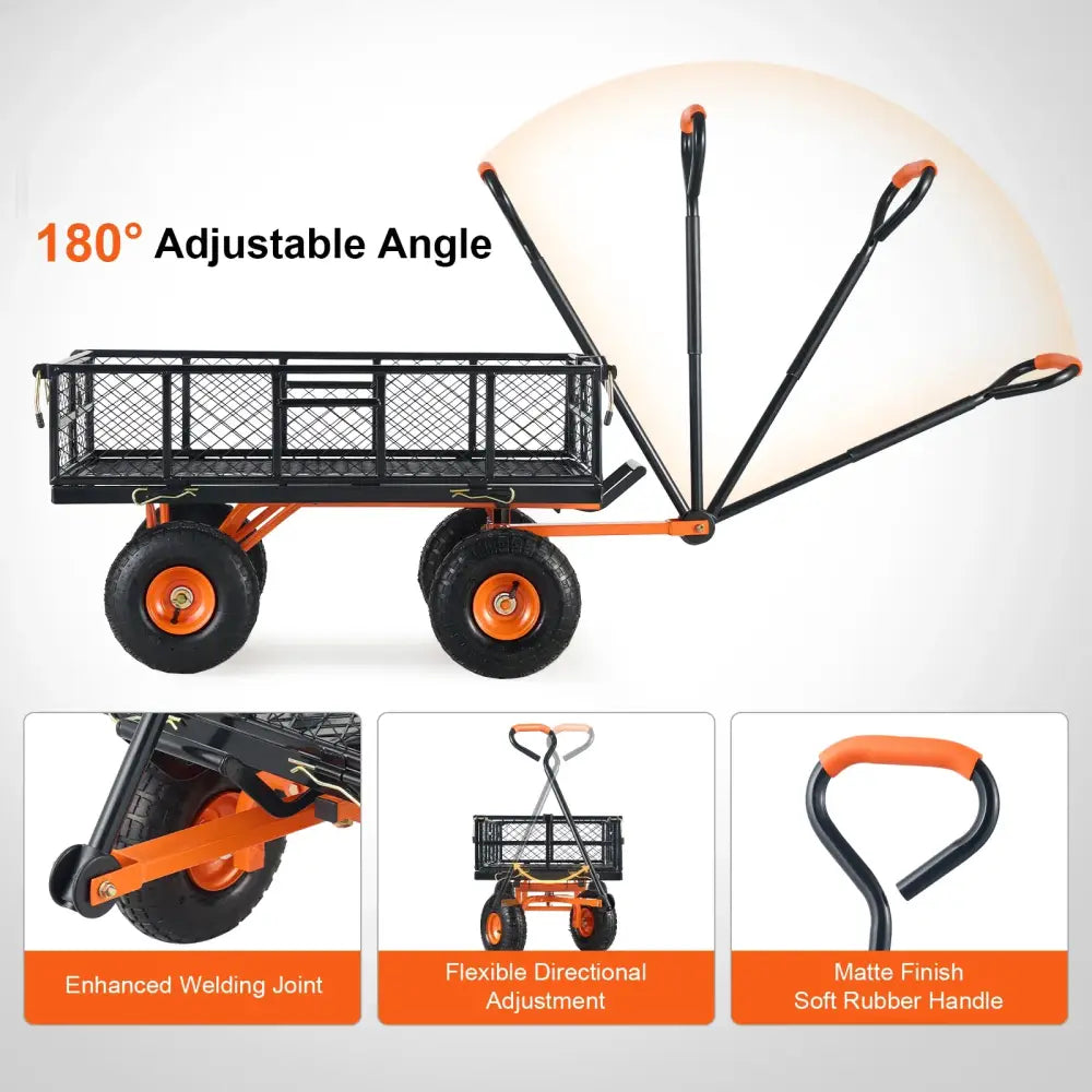 Chariot de Jardin Métal Robuste Benne Polyvalente 400 880 Lb