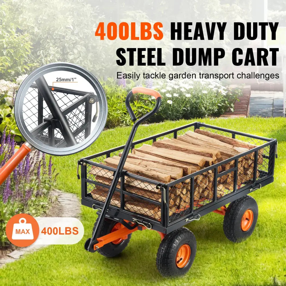 Chariot de Jardin Métal Robuste Benne Polyvalente 400 880 Lb