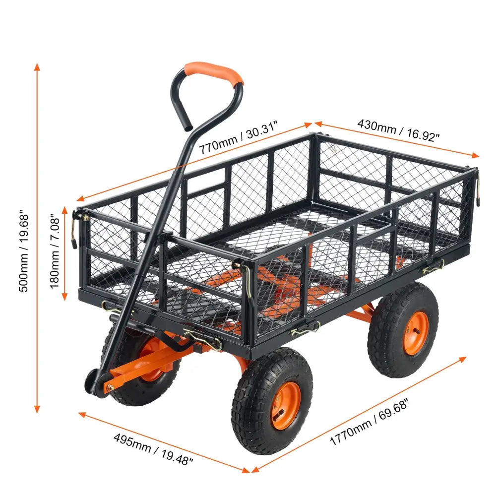 Chariot de Jardin Métal Robuste Benne Polyvalente 400 880 Lb - 400lbs / France