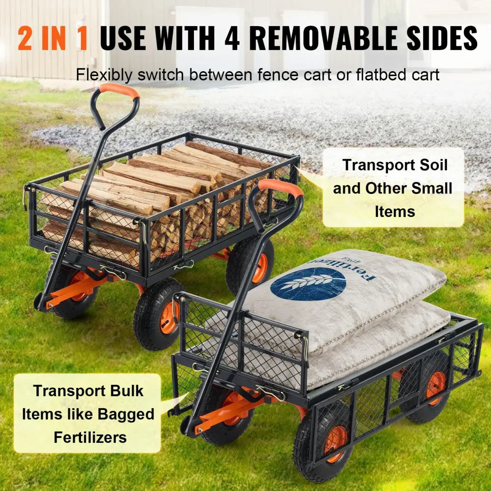 Chariot de Jardin Métal Robuste Benne Polyvalente 400 880 Lb