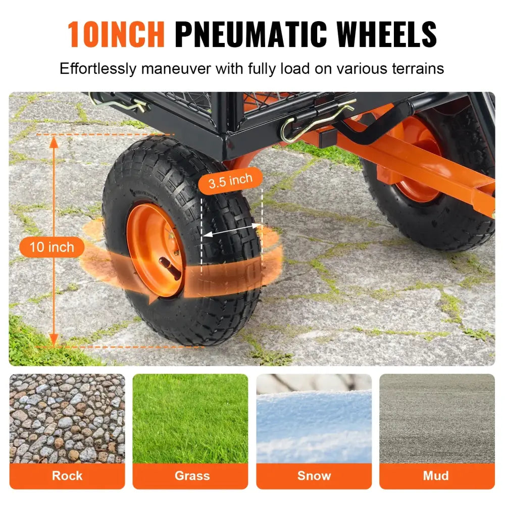 Chariot de Jardin Métal Robuste Benne Polyvalente 400 880 Lb