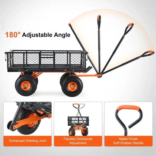 Chariot de jardin métal robuste benne polyvalente 400 880 lb