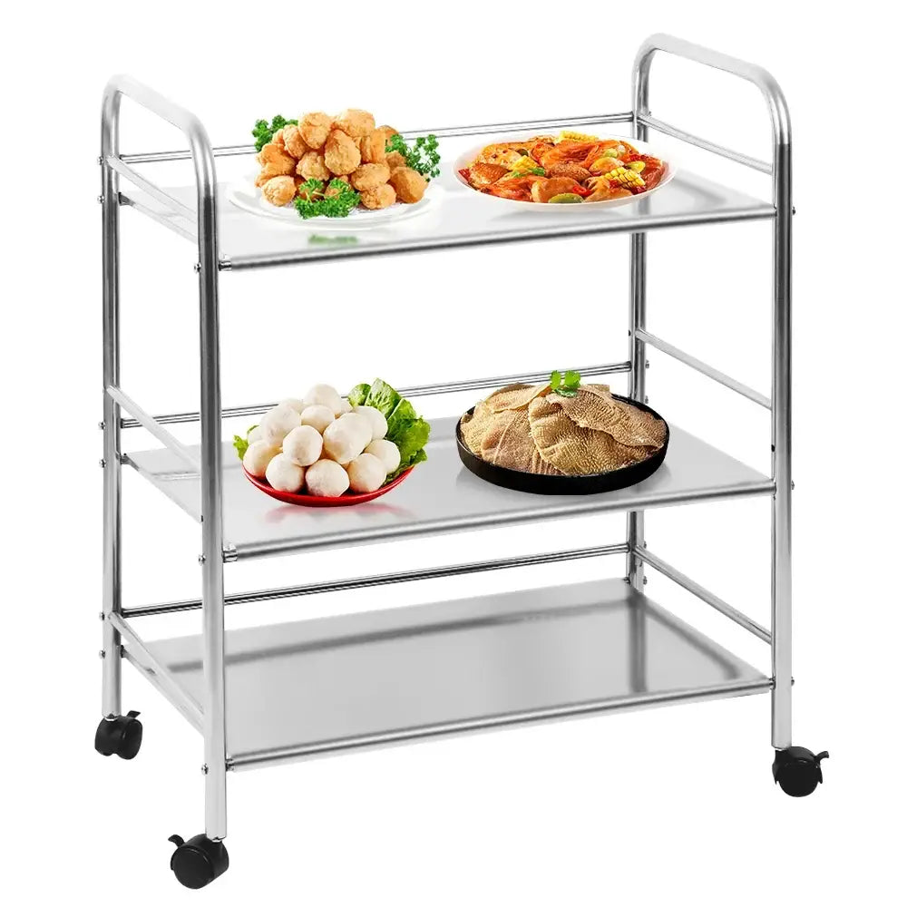 Chariot de service inox 3 niveaux – 61 × 36 × 75 cm – photo produit 5