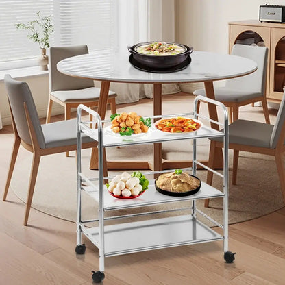 Chariot de service inox 3 niveaux – 61 × 36 × 75 cm – photo produit 4