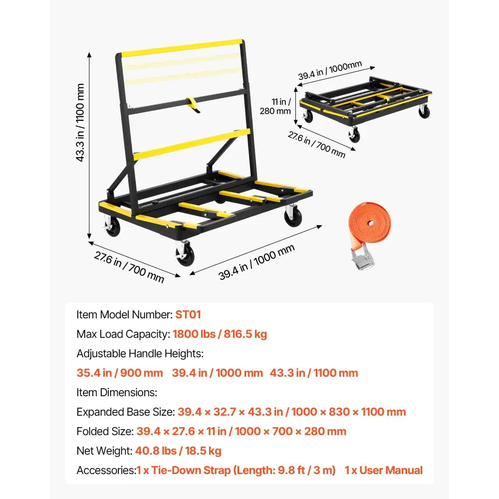 Chariot porte-panneaux pliable 816 kg — SucceBuy 1800 lb (816 kg) France