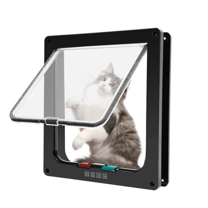 Chatière murale 4 positions pour chat et petit chien – passage 22 × 20 cm - Noir / France - Chatière murale