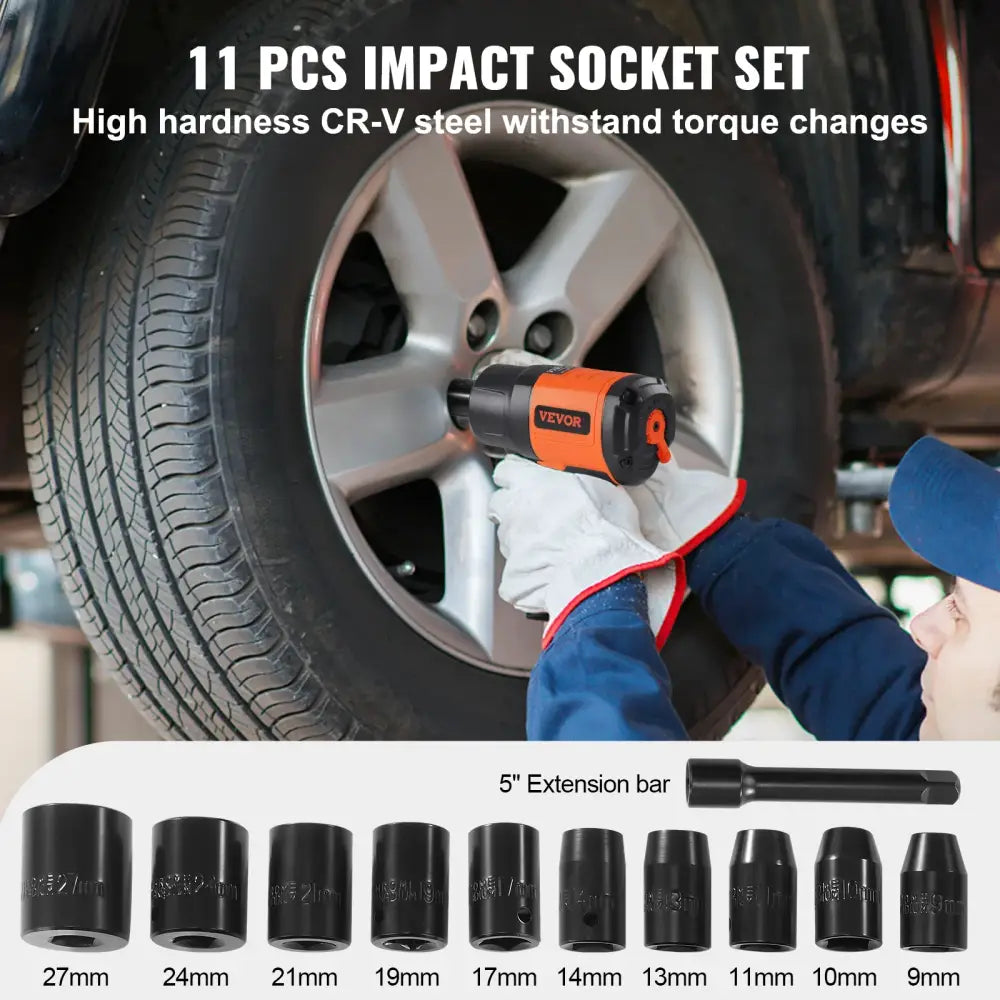 Clé à chocs pneumatique 1/2″ – 1 898 Nm, coffret 11 pièces