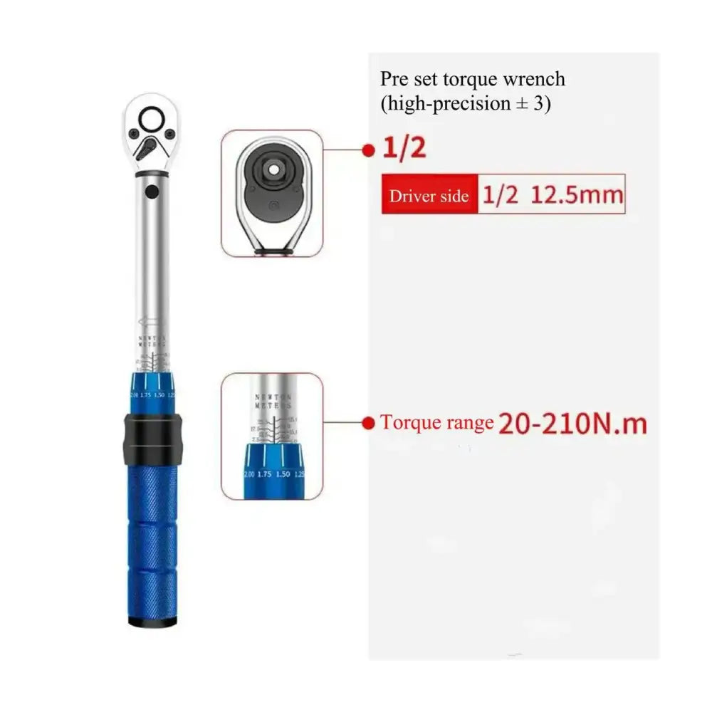 Clé dynamométrique réglable – 1/4″ 3/8″ ou 1/2″ - 1/2″ – 20 à 210 N·m - clé dynamométrique réglable