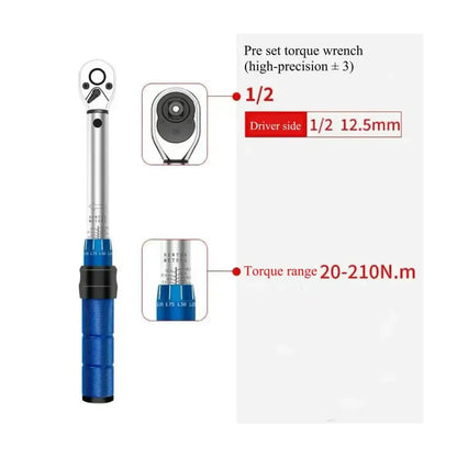 Clé dynamométrique réglable – 1/4″ 3/8″ ou 1/2″ - 1/2″ – 20 à 210 N·m - clé dynamométrique réglable