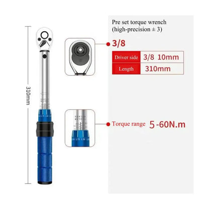 Clé dynamométrique réglable – 1/4″ 3/8″ ou 1/2″ - 3/8″ – 5 à 60 N·m - clé dynamométrique réglable