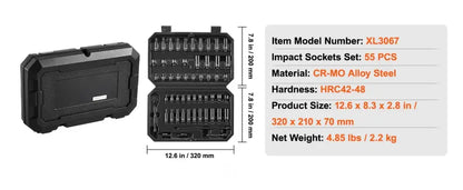 Coffret de douilles à choc 3/8″ – 18 pièces CR-V - Coffret de douilles à choc