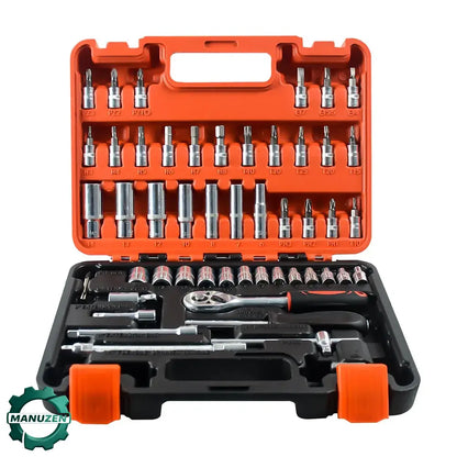 Coffret douilles et cliquet 1/4″ – 53 pièces en Cr-V - France - Coffret douilles cliquet 1/4 53 pièces
