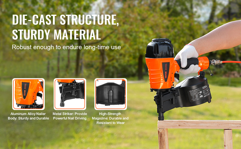 VEVOR Cloueur À Bobine Pneumatique Pro Haute Cadence - 70-120 PSI, CN55-CN90 - Manuzen