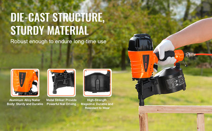 VEVOR Cloueur À Bobine Pneumatique Pro Haute Cadence - 70-120 PSI, CN55-CN90 - Manuzen