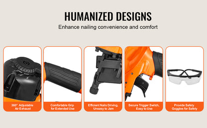 VEVOR Cloueur À Bobine Pneumatique Pro Haute Cadence - 70-120 PSI, CN55-CN90 - Manuzen