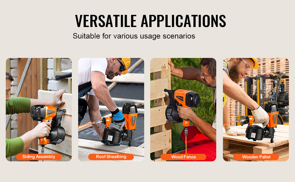 VEVOR Cloueur À Bobine Pneumatique Pro Haute Cadence - 70-120 PSI, CN55-CN90 - Manuzen