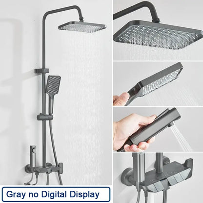 Colonne de douche effet pluie – version avec ou sans écran – Gris canon – sans écran