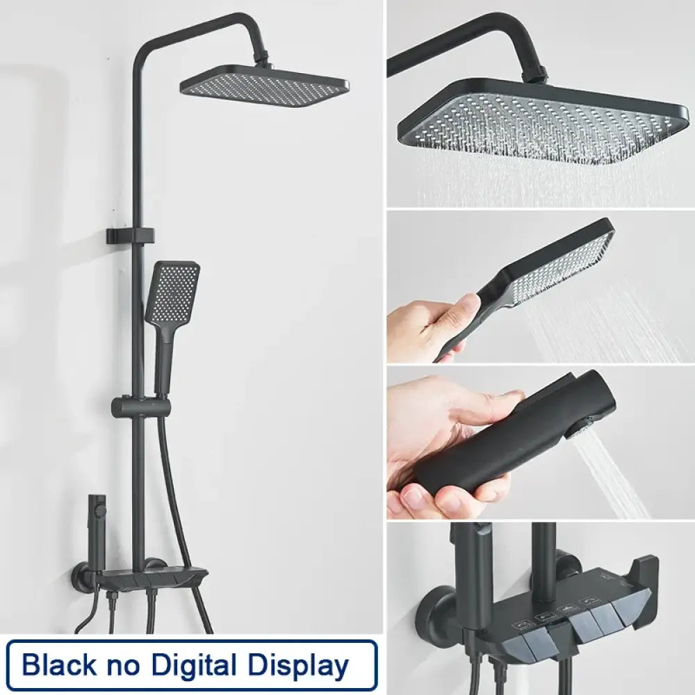 Colonne de douche effet pluie – version avec ou sans écran – Noir – sans écran