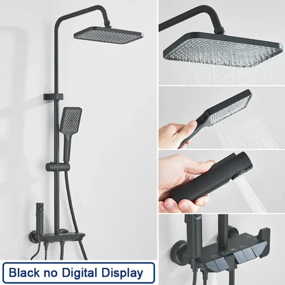 Colonne de douche effet pluie – version avec ou sans écran – Noir – sans écran