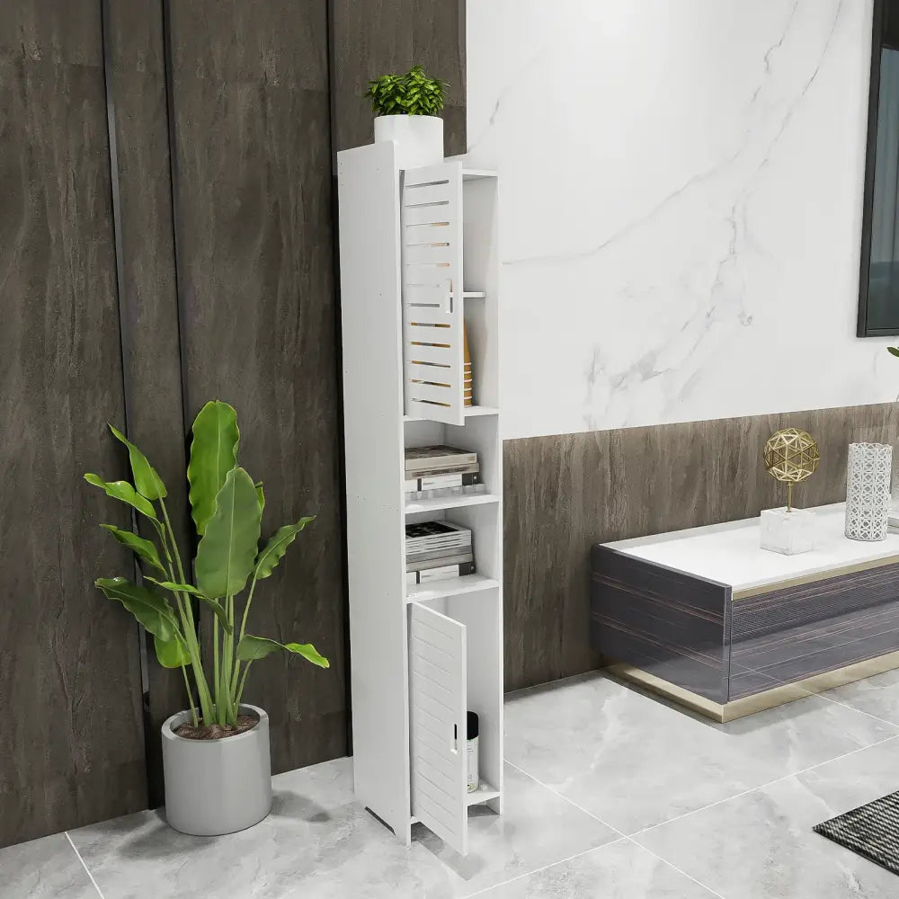 Colonne de rangement salle de bain – 26 × 22 × 117 cm - Blanc / France - colonne salle bain étroite