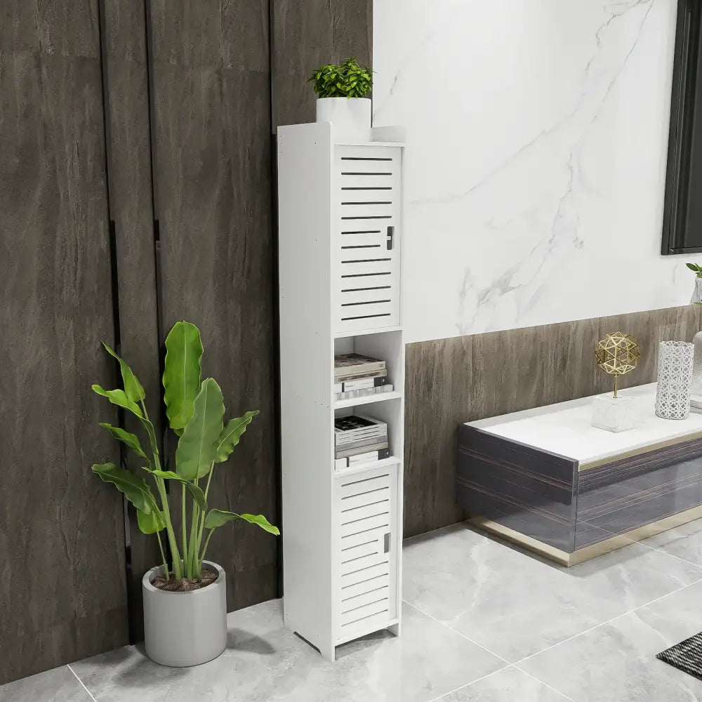 Colonne de rangement salle de bain – 26 × 22 × 117 cm - Blanc / France - colonne salle bain étroite