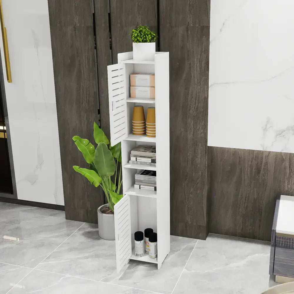 Colonne de rangement salle de bain – 26 × 22 × 117 cm - Blanc / France - colonne salle bain étroite
