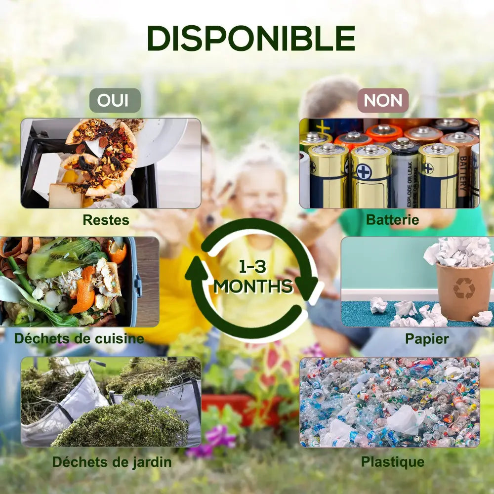 Composteur rotatif 65 L aéré – jardin et balcon - France - Composteur rotatif