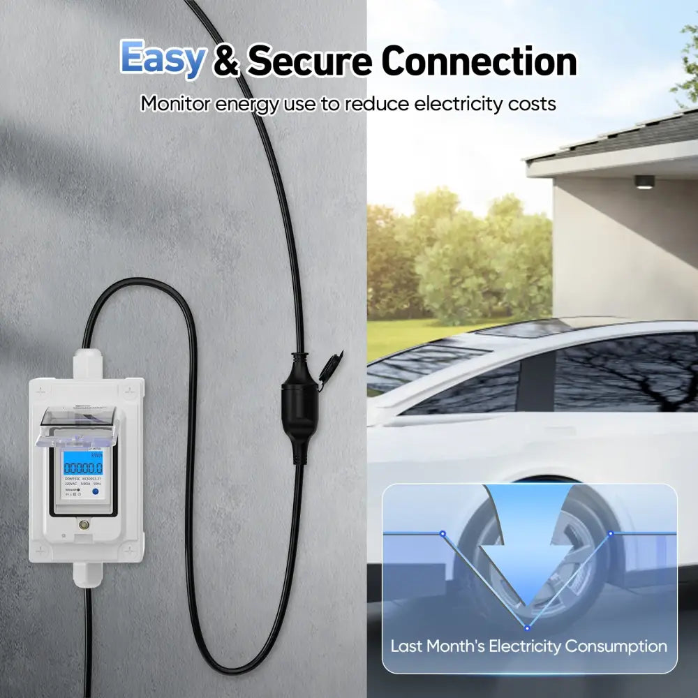 Compteur électrique mobile CEE 230 V 60 A IP67 – écran LED - Argent / France - Compteur électrique mobile CEE
