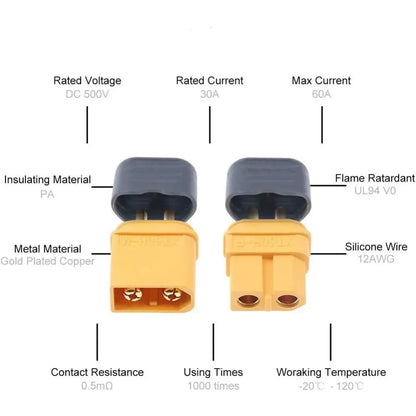Connecteurs XT60H mâle femelle avec capuchons – 10 paires - 10 paires avec capuchons - Connecteurs électriques