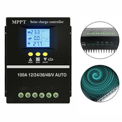 Contrôleur De Charge Solaire MPPT 12V-48V 40-100A USB Double