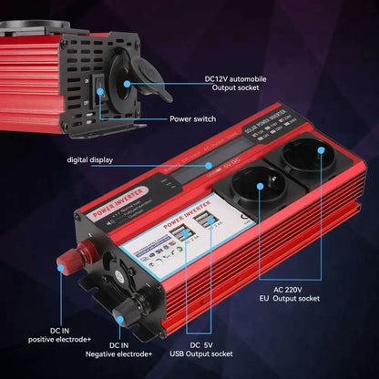 Convertisseur DC 12V Vers AC 220V 4000W Avec 4 Prises USB EU