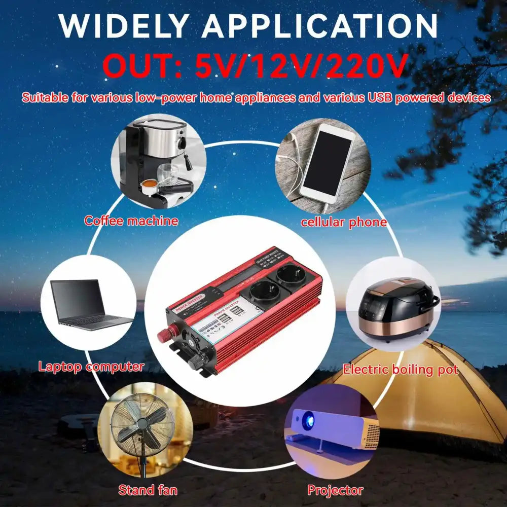 Convertisseur DC 12V Vers AC 220V 4000W Avec 4 Prises USB EU