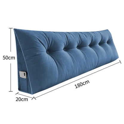 Coussin de dossier bleu finition lisse – longueur 180 cm
