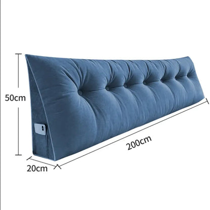 Coussin de dossier bleu finition lisse – longueur 200 cm