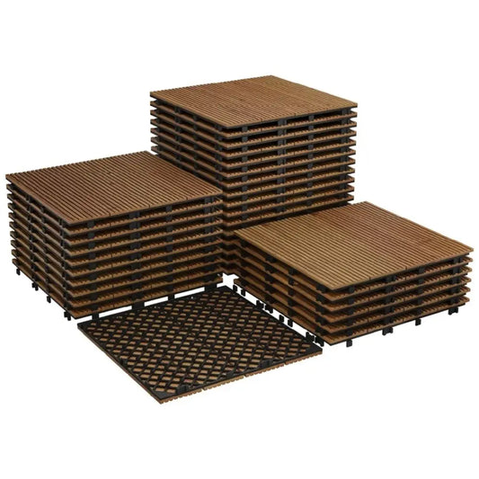 Dalles Terrasse Bois Acacia Système Clipser Antidérapantes 30x30cm 33 PCS Allemagne