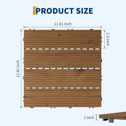 Dalles Terrasse Bois Acacia Système Clipser Antidérapantes 30x30cm