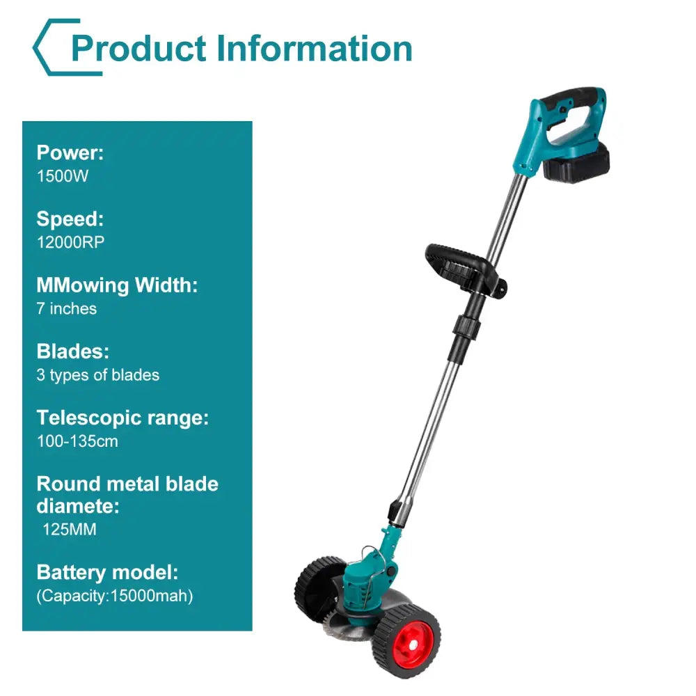 Débrousailleuse À Gazon Sans Fil 1500W Puissante Pour Pelouse Et Jardin