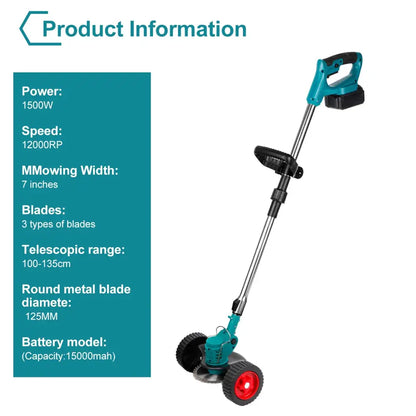 Débrousailleuse À Gazon Sans Fil 1500W Puissante Pour Pelouse Et Jardin