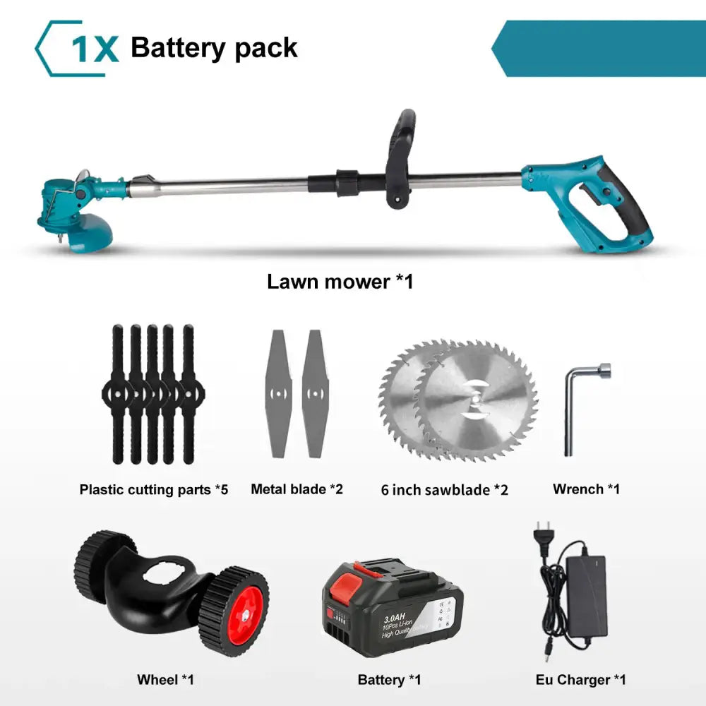Débrousailleuse À Gazon Sans Fil 1500W Puissante Pour Pelouse Et Jardin Avec 1 batterie France EU
