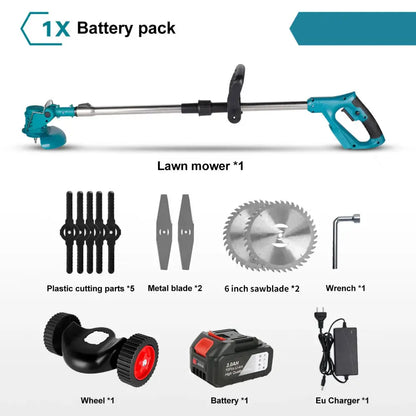 Débrousailleuse À Gazon Sans Fil 1500W Puissante Pour Pelouse Et Jardin Avec 1 batterie France EU