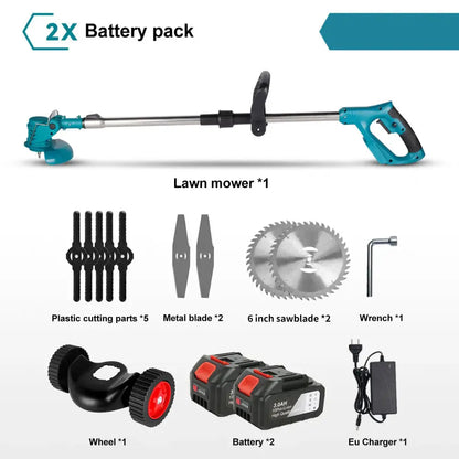 Débrousailleuse À Gazon Sans Fil 1500W Puissante Pour Pelouse Et Jardin Avec 2 batteries France EU