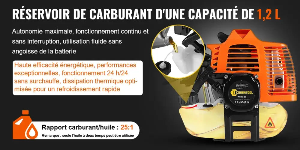 Débroussailleuse thermique 52 cm³ 3-en-1 – moteur 2 temps - Débroussailleuse 3-en-1 / France - Débroussailleuse