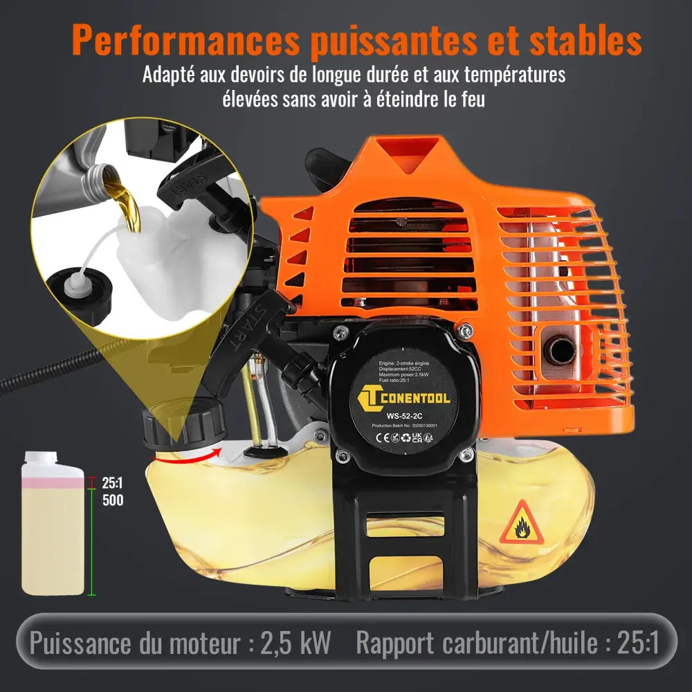 Débroussailleuse thermique 52 cm³ 3-en-1 – moteur 2 temps - Débroussailleuse 3-en-1 / France - Débroussailleuse