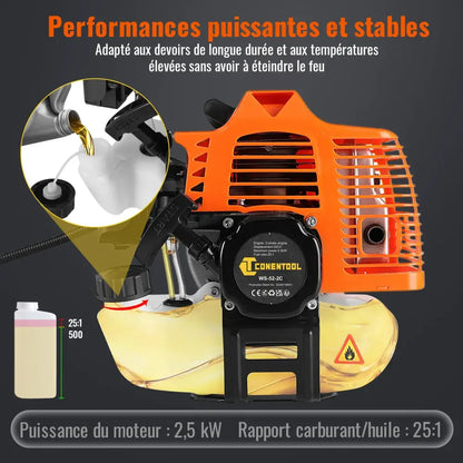 Débroussailleuse thermique 52 cm³ 3-en-1 – moteur 2 temps - Débroussailleuse 3-en-1 / France - Débroussailleuse